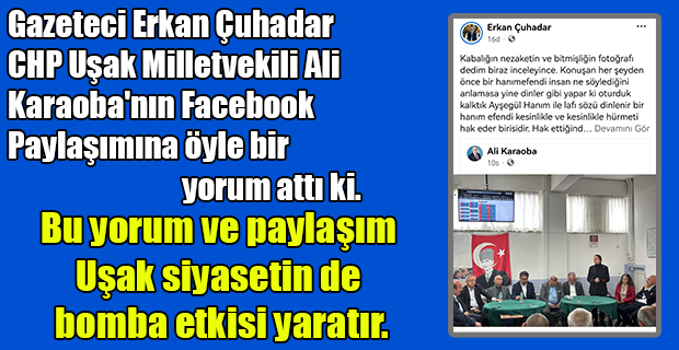 Erkan Çuhadar İyi Parti Uşak İl Başkanı Ayşegül Obalı'ya yapılan siyasi suikastlere böyle tepki gösterdi.