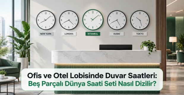 Ofis ve Otel Lobisinde Duvar Saatleri: Beş Parçalı Dünya Saati Seti Nasıl Dizilir?