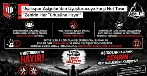 Uşakspor taraftar grubu Aşigolar, tribün lideri Nazmi Özdemir imzasıyla yaptığı açıklamada kimyasal ve sentetik uyuşturucuya karşı olduklarını net bir şekilde ilan etti.