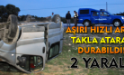 Sivaslı'da festivalden dönen otomobil yol kenarına uçtu! 2 yaralı!